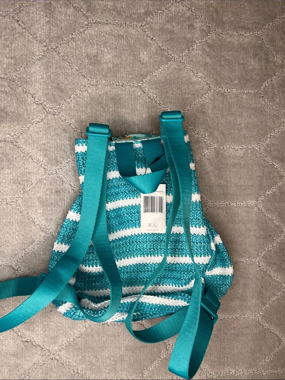 Vera Bradley Straw Drawstring Backpack Antilles Treasure NWT
